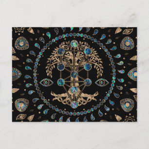 Kabbalah The Tree of Life Abalone and Gold Postcard