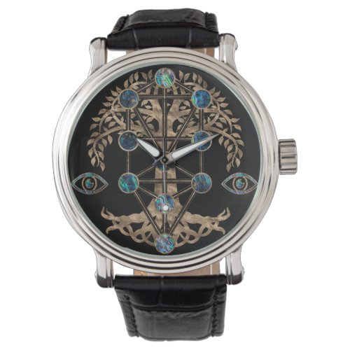 Kabbalah The Tree of Life Abalone and Gold Watch