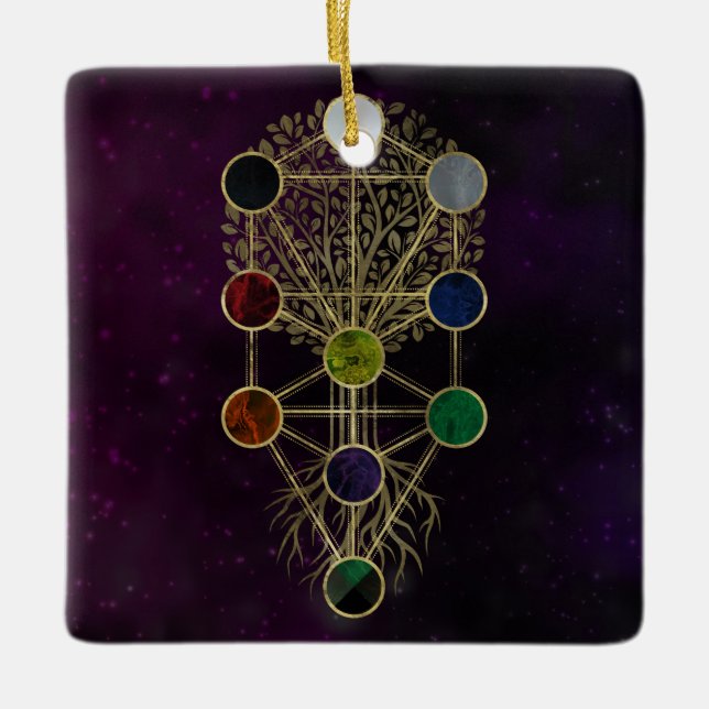 Kabbalah The Tree of Life - Etz Hayim Ceramic Ornament (Front)