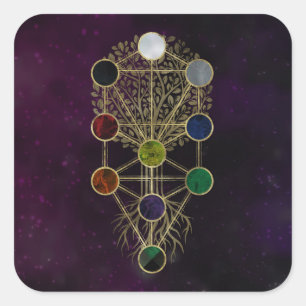 Kabbalah The Tree of Life - Etz Hayim Square Sticker
