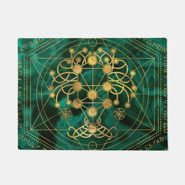 Kabbalah The Tree of Life -Malachite Doormat (Front)