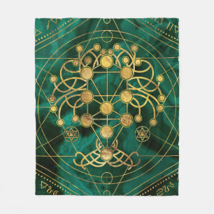 Kabbalah The Tree of Life -Malachite Fleece Blanket
