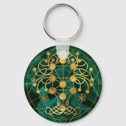 Kabbalah The Tree of Life _Malachite Keychain