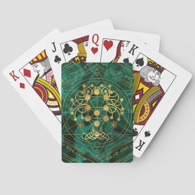 Kabbalah The Tree of Life -Malachite Poker Cards (Back)