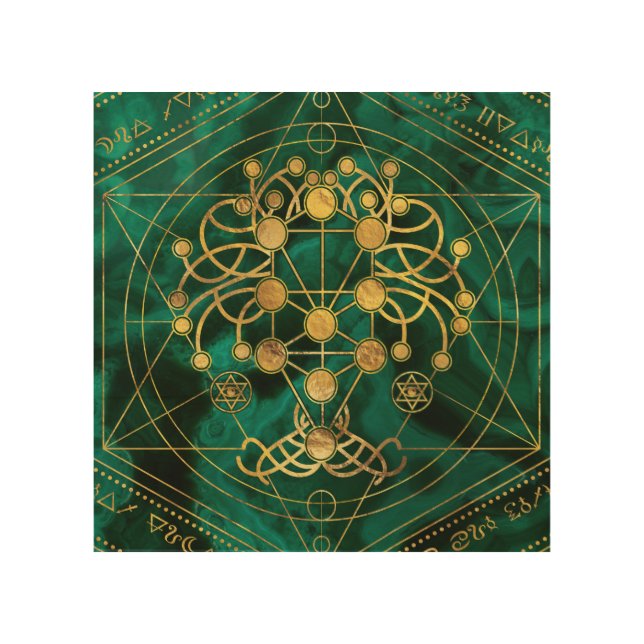 Kabbalah The Tree of Life -Malachite Wood Wall Art (Front)