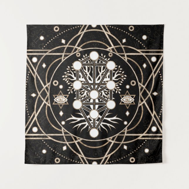 Kabbalah The Tree of Life Sacred Geometry Ornament Tapestry (Front)