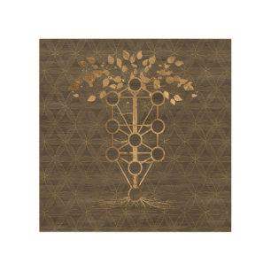 Kabbalah The Tree of Life Vintage Gold on Wood Wall Art