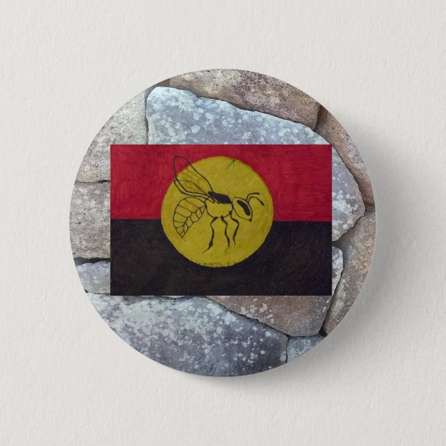 KABI BEE FLAG ANCIENT POLYGONAL STONE WALL. BUTTON (Front)