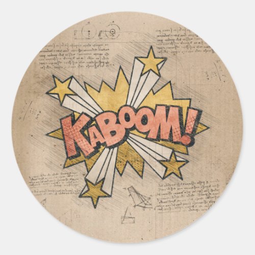 KABOOM Vintage Comic Book Steampunk Pop Art Classic Round Sticker