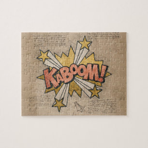 KABOOM! Vintage Comic Book Steampunk Pop Art Jigsaw Puzzle