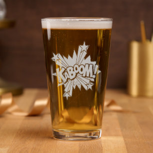 KABOOM! Vintage Comic Book Steampunk Pop Art Pint Glass