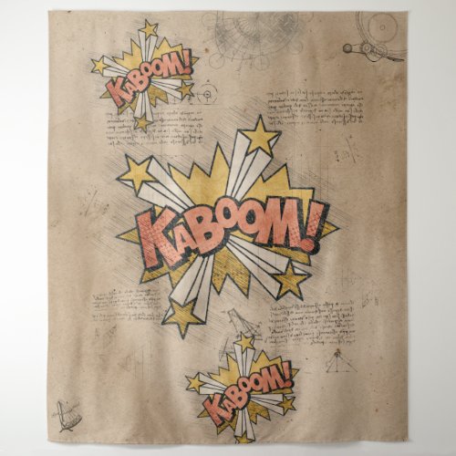 KABOOM Vintage Comic Book Steampunk Pop Art Tapestry