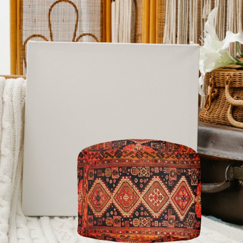 Kabristan carpet design  in  oranges pouf