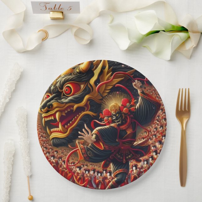 Kabuki Dragon Paper Plates (Wedding)