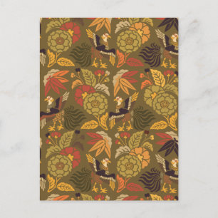 Kabuki Floral Vintage Japanese Pattern Postcard