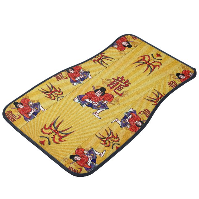 Kabuki Japanese Actor Folk Art Car Floor Mat (Angled)