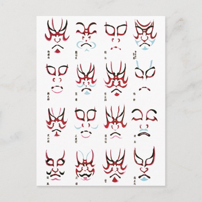 Kabuki Makeup Design Postcard (Front)