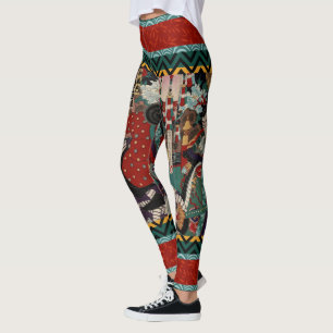 Kabuki Samurai Warriors Woodblock Leggings