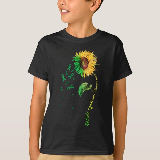 Kabuki Syndrome Awareness Sunflower Down Syndrome  T-Shirt (Front)