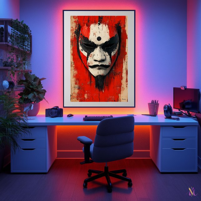 Kabuki Warrior Mask – Fierce Asian Tradition Poster (Creator Uploaded)