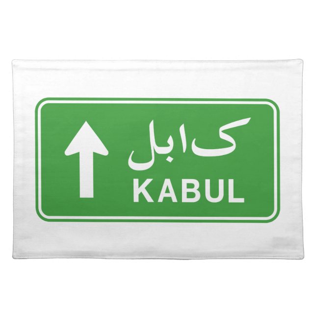 Kabul, Afghanistan Highway Traffic Street Sign Cloth Placemat (Front)