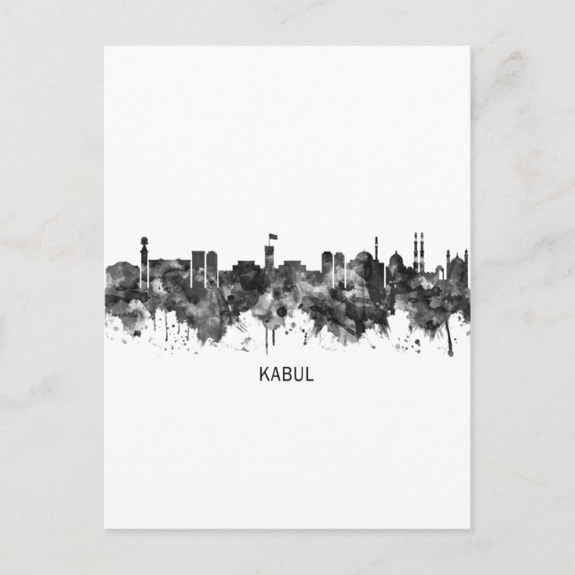 Kabul Afghanistan Skyline BW Holiday Postcard (Front)