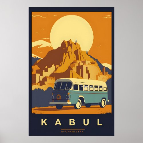 Kabul Afghanistan Vintage Travel Poster