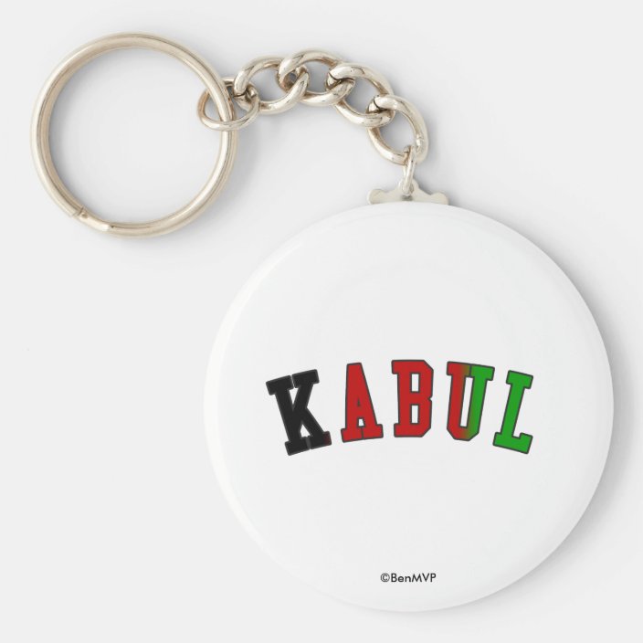 Kabul in Afghanistan National Flag Colors Keychain