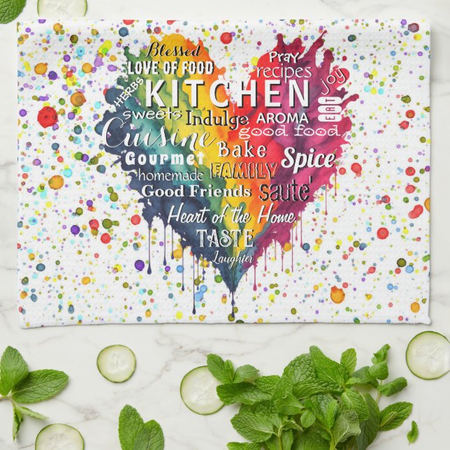 KAC-Kitchen Words and Terms Heart  Kitchen Towel (Folded)