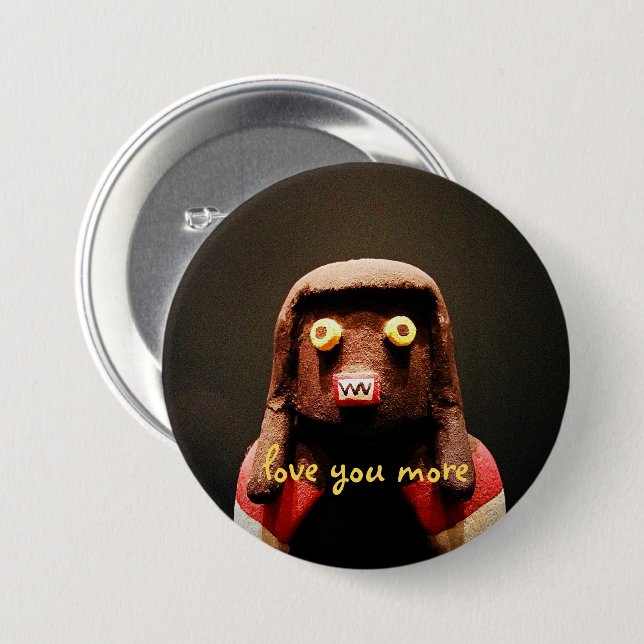 Kachina Doll Face Love You More Script Cute Funny Pinback Button (Front & Back)