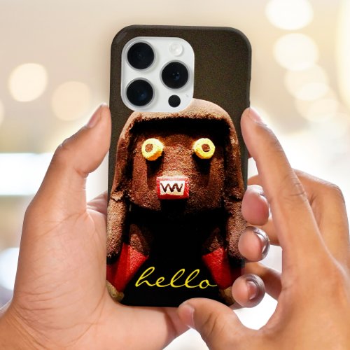 Kachina Doll Face Photo Hello Script Bold Cute iPhone 15 Pro Case