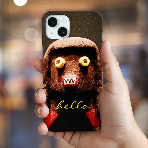 Kachina Doll Face Photo Hello Script Cute Simple iPhone 15 Plus Case