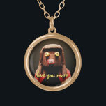Kachina Doll Face Photo Love You More Script Cute Gold Plated Necklace<br><div class="desc">“Love you more.” Who can resist a face like this? Keep happy thoughts of your loved one close to your heart whenever you wear this cute and colorful photography charm necklace. This necklace comes in small, medium and large sizes, as well as both square and circle shapes. You can order...</div>