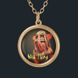 Kachina Doll Face Photo Wild Thing Typography Gold Plated Necklace<br><div class="desc">Who can resist a face like this? Connect with your inner wild child whenever you wear this cute, colorful little character, photography charm necklace. This necklace comes in small, medium and large sizes, as well as both square and circle shapes. You can order this necklace in your choice of sterling...</div>