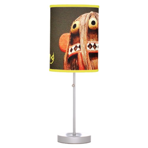 Kachina Doll Face Photo Wild Thing Typography Table Lamp