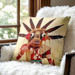 Kachina Doll Native American Wood Statue Bold Throw Pillow