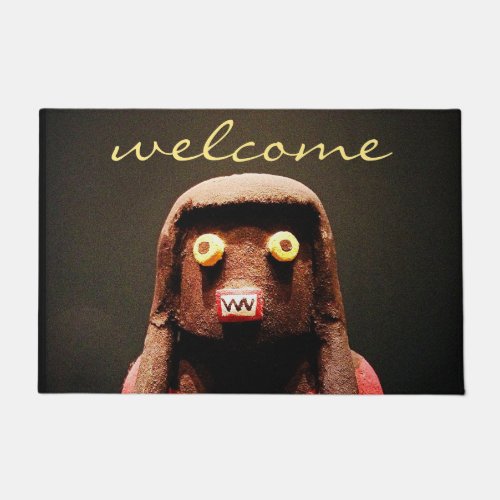 Kachina Doll Photo Welcome Script Cute Whimsical Doormat