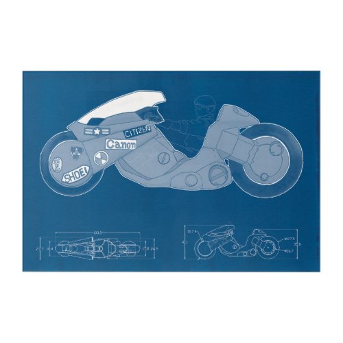 Kadeda motorcycle Akira blueprint map Acrylic Print