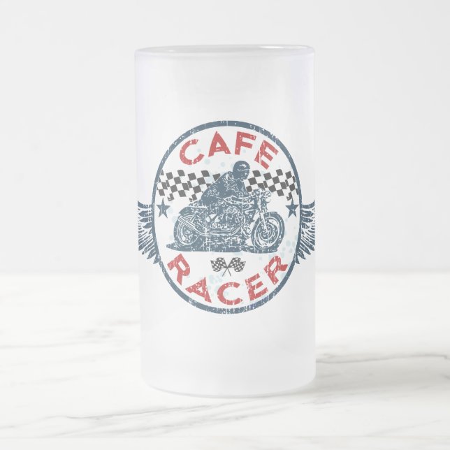 Kaff racer frosted glass beer mug (Center)