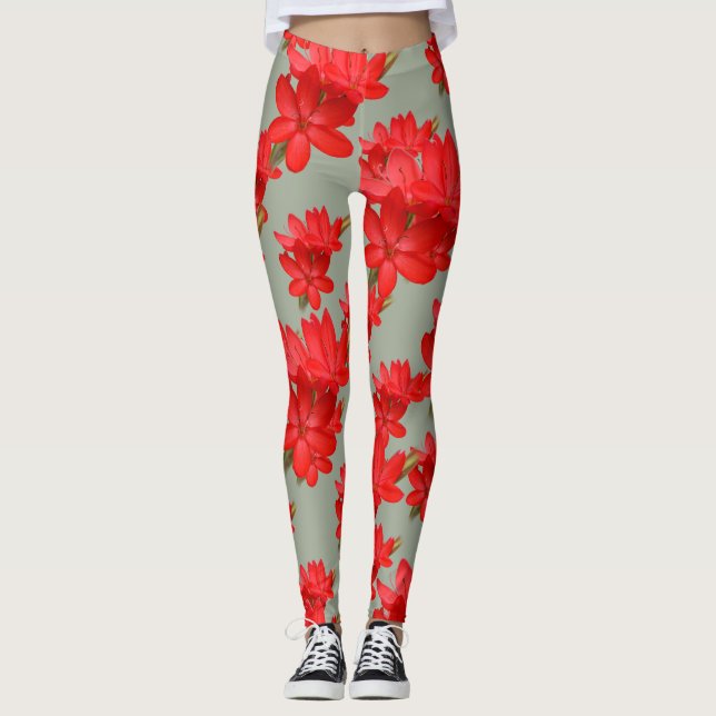 Kaffir Lily / River Lily / Hesperantha Coccinea Leggings (Front)