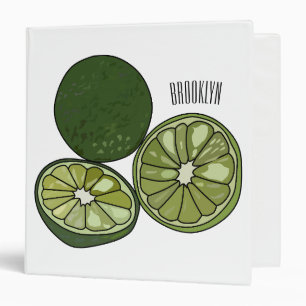 Kaffir lime cartoon illustration 3 ring binder