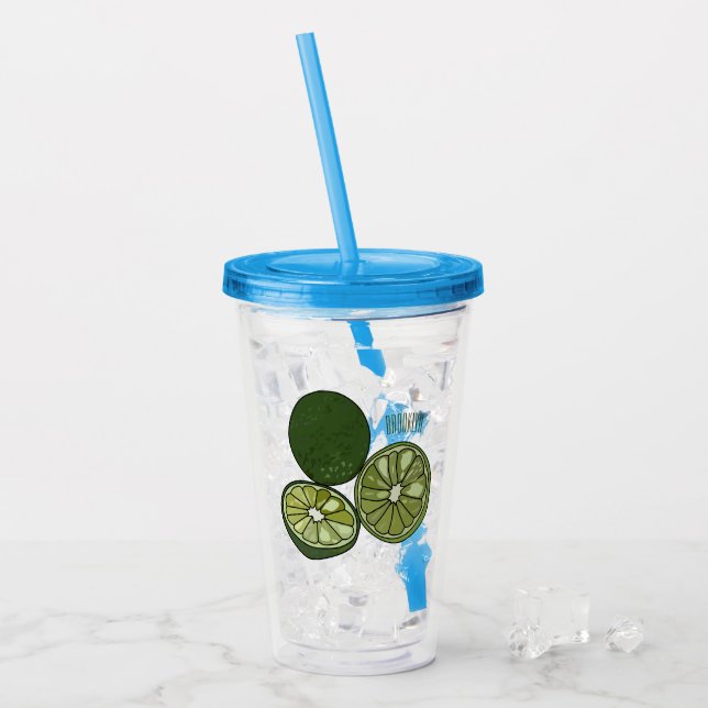 Kaffir lime cartoon illustration acrylic tumbler (Front Ice)