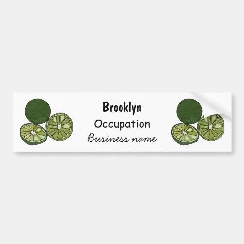 Kaffir lime cartoon illustration bumper sticker
