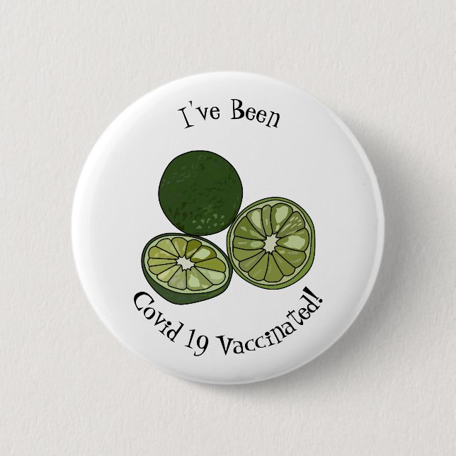 Kaffir lime cartoon illustration button (Front)