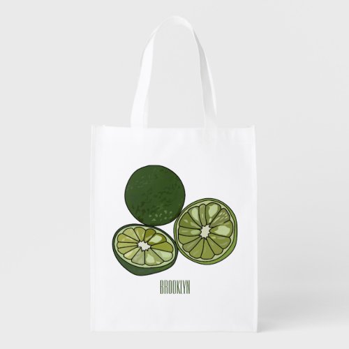 Kaffir lime cartoon illustration grocery bag
