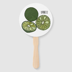 Kaffir lime cartoon illustration hand fan