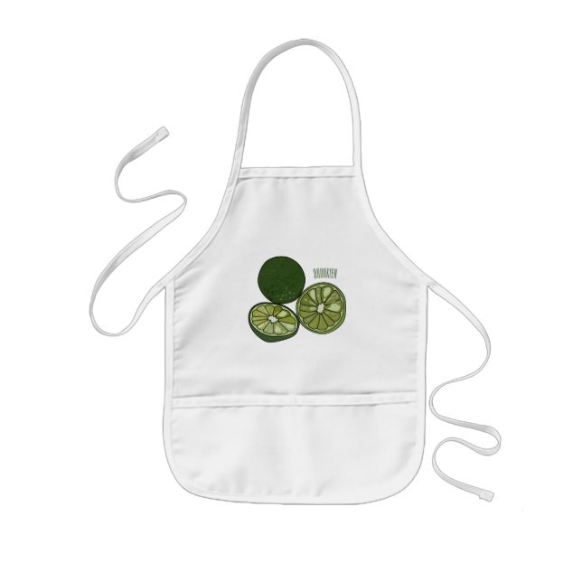 Kaffir lime cartoon illustration kids' apron (Front)