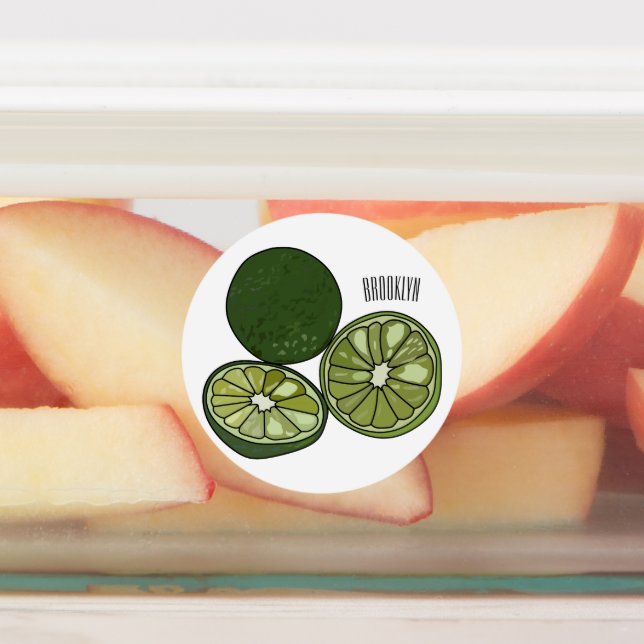 Kaffir lime cartoon illustration labels (Affixed)