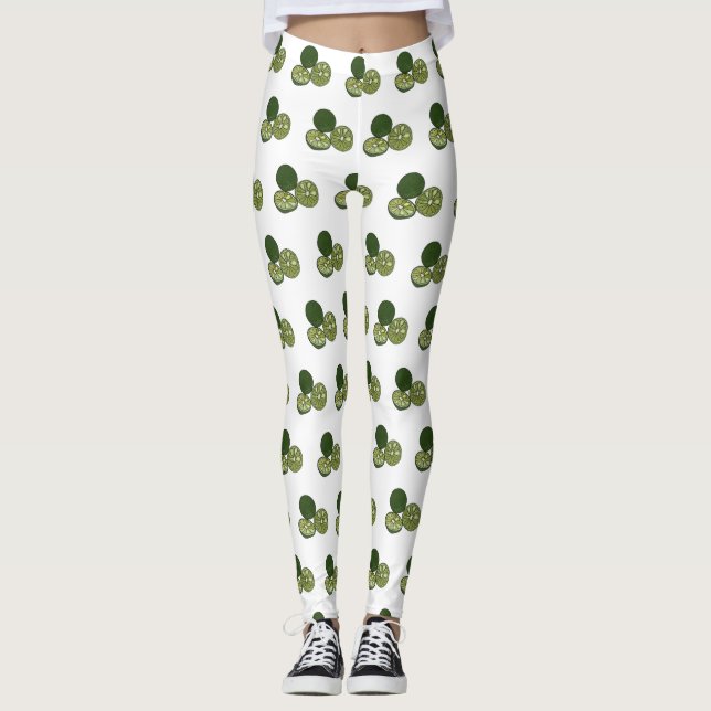 Kaffir lime cartoon illustration leggings (Front)