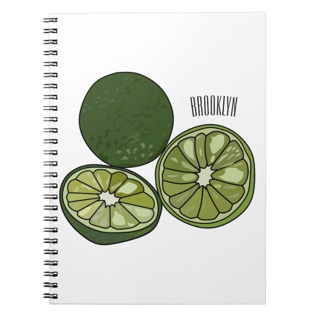 Kaffir lime cartoon illustration notebook (Front)